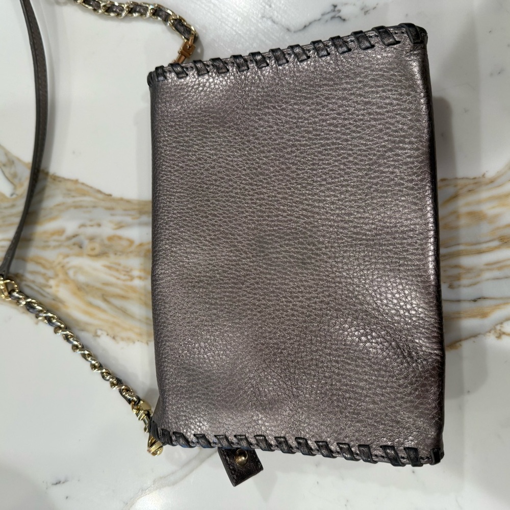 Tory Burch Gray Leather Crossbody Bag with Braided Design - Picture 4 of 5
